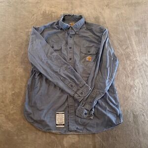 Carhartt FR Mens XL Blue Flame Resistant Long Sleeve Work Shirt